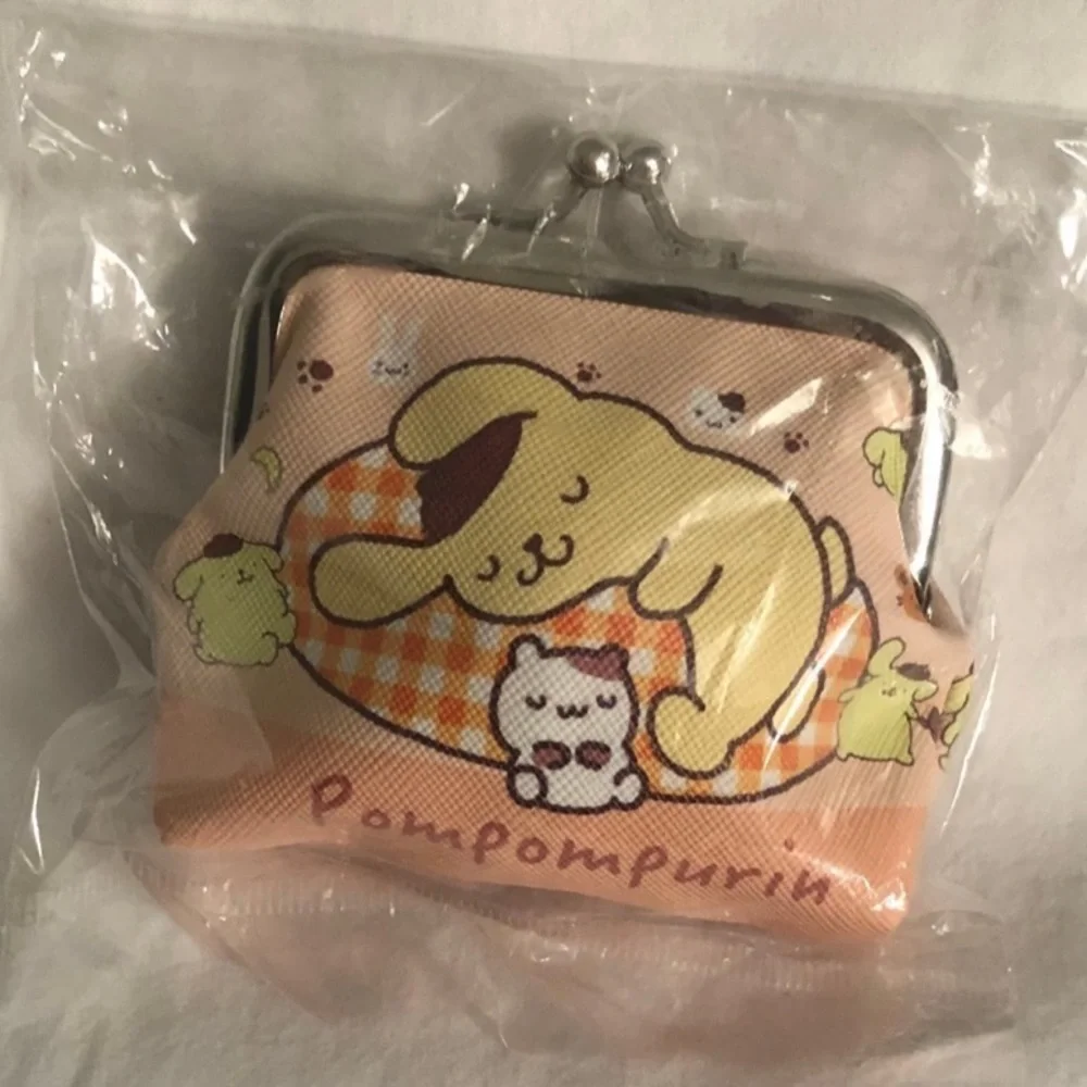 Hello Kitty PomPomPurin  coin purse small peach. 4” ”WX 3-1/“H